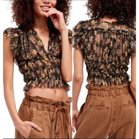 Free People Making Me Smile Print Top - Picture 1 of 11